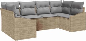 vidaXL Set de canapea cu pernă 6 pcs Bej poliratan
