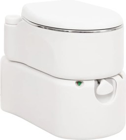 vidaXL Toaletă de camping integrată, alb, 24+17 L HDPE și oțel