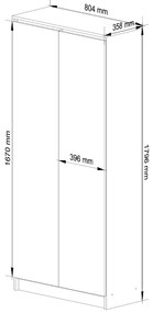 Dulap de haine Rainer II (Alb + Stejar sonoma). 1069818