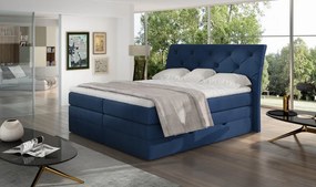 Pat tapitat boxspring, cu spatiu pentru depozitare, 140 x200, Mirabel 142, Eltap (Culoare: Galben auriu / Omega 68)