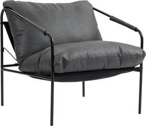 HOMCOM Fotoliu de Sufragerie din Piele PU și Cadru Metalic cu Perne Groase, 74.5x75x77 cm, Gri Antracit | Aosom Romania