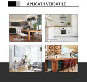 Masa Moderna de Bar HOMCOM, Multifunctionala, Metal si Imitatie de piele Neagra, Φ65x66-90cm | Aosom RO