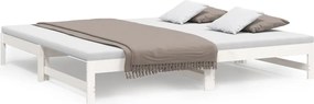 vidaXL Pat de zi extensibil, alb, 2x(100x200) cm, lemn masiv de pin