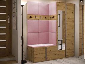 Mobilier hol Tovenaz XII (Stejar artisan + Negru + Roz) (cu oglindă). 1104816