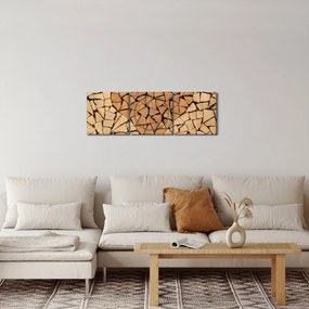 Tablou - Inima din lemn (cu ceas) (90x30 cm)