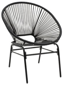 Set măsuță și 2 scaune de exterior Lady Pakoworld din metal și ratan, negru