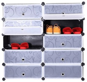 Organizator de pantofi modular, negru   alb lapte, BEKIM TYPE 1