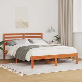 vidaXL Cadru de pat Maro ceruit 135 x 190 cm Lemn de brad solid