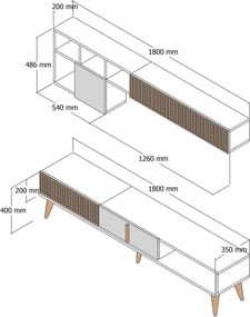 Perete TV Milen Walnut și Antracit