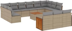 vidaXL Set canapele de grădină, 14 piese, cu perne, bej, poliratan