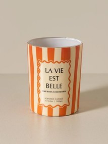 Lumânare portocalie «La vie est belle» – parfum de mandarină și busuioc
