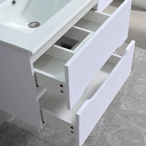 Trent 60 dulap de baie inferior cu chiuvetă ceramică 2 sertare, alb