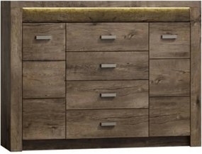 Comoda INFINITY I-07, frasin inchis, PAL melaminat, metal, 137x42x104