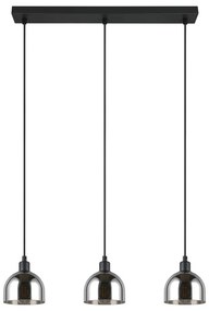 Lustră neagră/argintie cu abajur din sticlă Molly – Reality