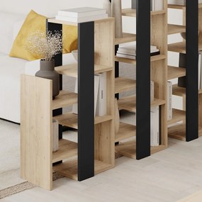 Etajeră neagră/în culoare naturală cu aspect de lemn de stejar 158x151 cm Anissa – Marckeric