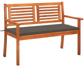 vidaXL Bancă grădină 2 locuri, cu pernă, 120 cm, lemn masiv eucalipt