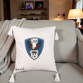 Perna Personalizata ACB Ineu Fotbal, 40x40 cm, Bej cu Franjuri, Husa Detasabila, Perna Inclusa, BEKZ®
