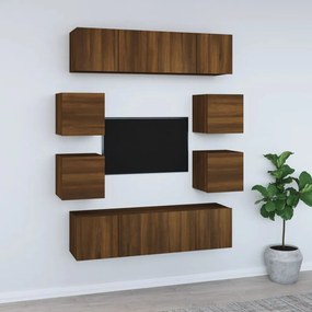 3120214 vidaXL Set dulap TV, 8 piese, stejar maro, lemn prelucrat