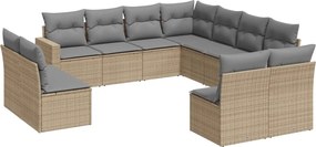 vidaXL Set canapele de grădină cu perne, 11 piese, bej, poliratan