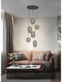 Lustră pe cablu BELLEVILLE Wofi 5007-502 6xE14/40W/230V negru/auriu