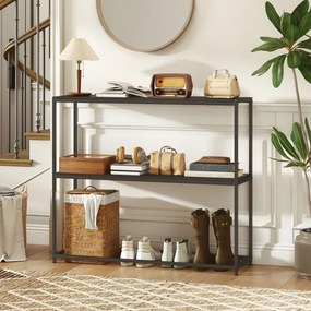 HOMCOM Consolă din oțel 2 etajere Design modern pentru living intrare coridor 100 x 30 x 87 cm Negru | Aosom Romania