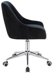 HR920K Scaun Neagră din Catifea cu Bază Cromata