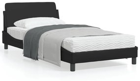 373138 vidaXL Cadru de pat cu tăblie, negru, 100x200 cm, piele ecologică