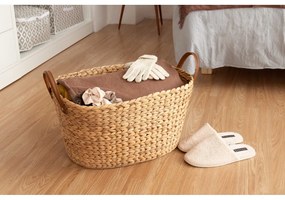 Coș de rufe în culoare naturală din iarbă-de-mare 100 l Belize – Compactor