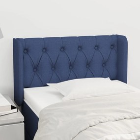 3119084 vidaXL Tăblie de pat cu aripioare albastru 83x16x78/88 cm textil