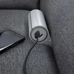 Priză electrică Sofa Box Design Light, 1 priză Schuko, 2 x USB, gri Gri, Metal/Plastic
