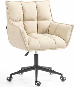 HR560K Scaun Crem Piele Ecologica Premium Soft cu Bază Neagră