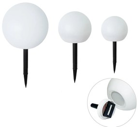 Set de 3 lămpi de podea de exterior albe, incl. LED Solar IP44 - Ludger
