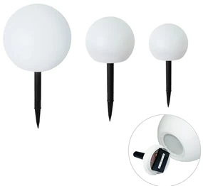 Set de 3 lampi de podea exterioare albe cu LED solar IP44 - Ludger