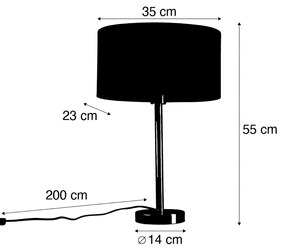 Lampă de masă alamă cu abajur oval din catifea cu design de frunze 35cm - Simplo