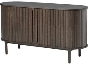 Comodă maro cu aspect de lemn de stejar cu ușă glisantă 140x76x45 cm Meta – Unique Furniture