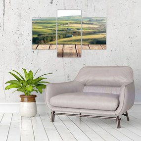 Tablou - Raft din lemn cu peisaj (90x60 cm)