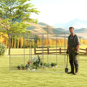 PawHut Țarc pentru Găini de Exterior, 4x3x2m 12㎡ Adăpost pentru Găini din Oțel Galvanizat cu Acoperiș Impermeabil Anti-UV și Închidere Dublă, Coteț pentru Păsări, Animale Mici, Iepuri și Rațe | Aosom Romania