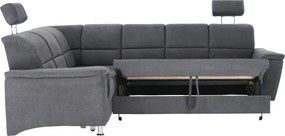 Colţar extensibil, material textil gri, model stânga, SANTIAGO
