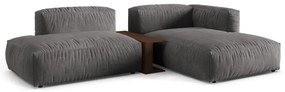 Colțar modular gri cu tapițerie din catifea (cu colț pe partea dreaptă/cu șezlong) Martina – Micadoni