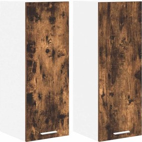 vidaXL Dulap suspendat Riga 2 pcs Stejar afumat și alb 30 x 31 x 80 cm