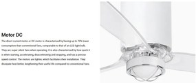 Lustra cu Ventilator si telecomanda TUBE FAN M LED alb/transparent