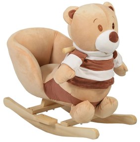 Balansoar din plus cu melodii NOVOKIDS ™ Happy Bear XXL , 1-6 ani, dimensiuni 60x29x51 cm, max 20 kg, model Ursulet , Maron