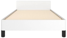 Cadru de pat cu tablie, alb, 90x200 cm, piele ecologica Alb, 90 x 200 cm, Culoare unica si cuie de tapiterie