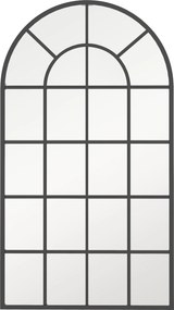 Oglindă arcuită pentru casă și birou cu suport de perete din sticlă groasă și metal, 62x2,5x110 cm, de culoare negru HOMCOM | Aosom Romania