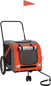 vidaXL Remorcă de bicicletă animale portocaliu/gri, textil oxford/fier
