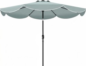 Outsunny Parasol de grădină exterior rotund înclinabil cu 3 poziții cu 8 spițe și faldon, Φ265 x 235 cm, Albastru | Aosom Romania