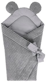 Păturică de înfășat gri din catifea reiată 35x65 cm – Meowbaby