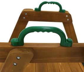 Leagăn Dublu pentru Copii din Lemn Masiv cu Tobogan de Grădină și Scară de Cățărat, Structură de Exterior, 239x240x169 cm, Natural