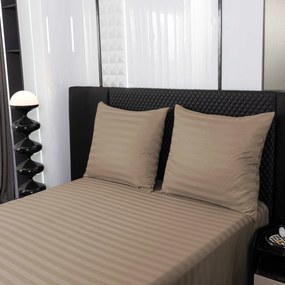 Lenjerie de pat hoteliera din microfibra JASMINE bej - dunga 2 cm, buzunar hotelier Dimensiune lenjerie de pat: 2 buc 70 x 90 cm | 200 x 220 cm