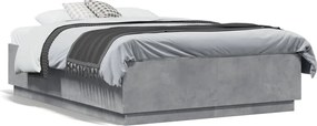 vidaXL Cadru de pat, gri beton, 120x190 cm, lemn prelucrat